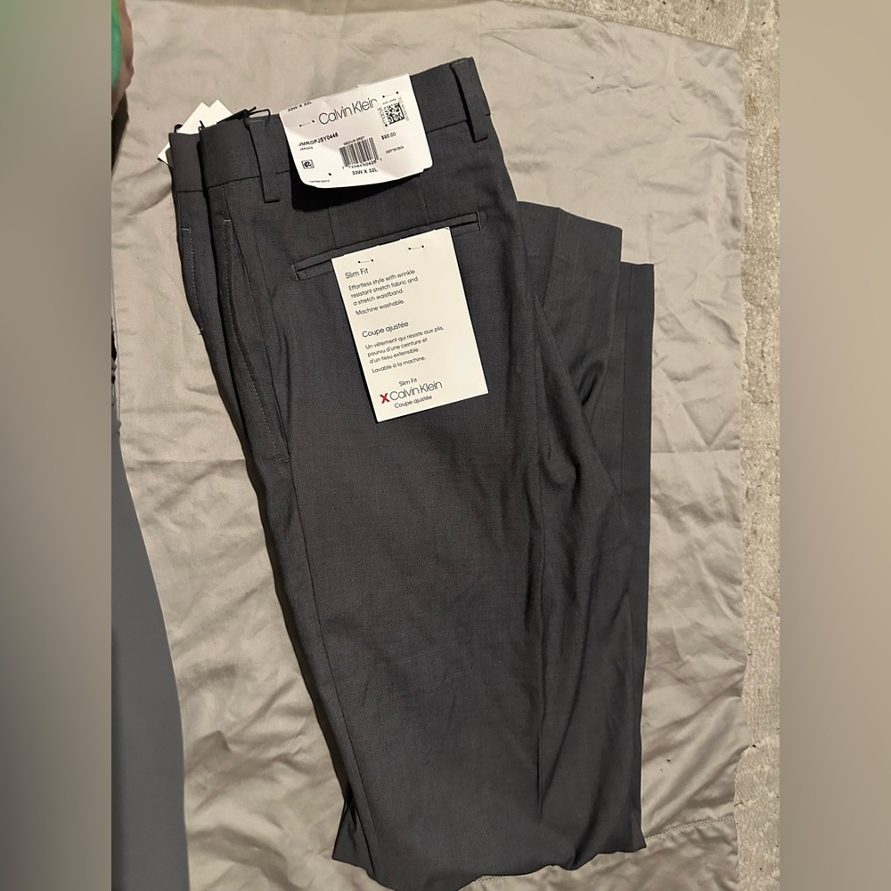 Men’s Grey Calvin Klein Slim Fit Dress Pants